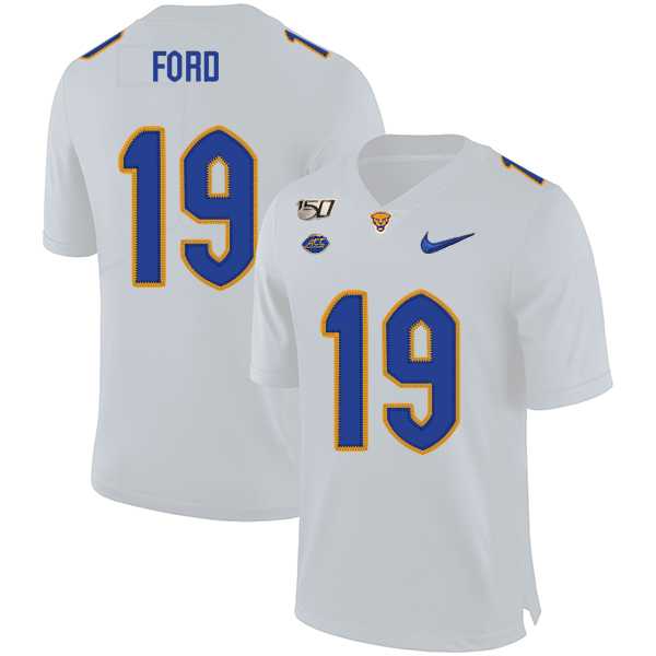 Pittsburgh Panthers #19 Dontez Ford White 150th Anniversary Patch Nike College Football Jersey